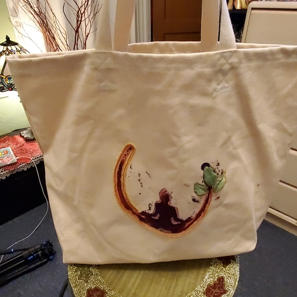Handmade tote painted & embroidered - Picture 4 of 5